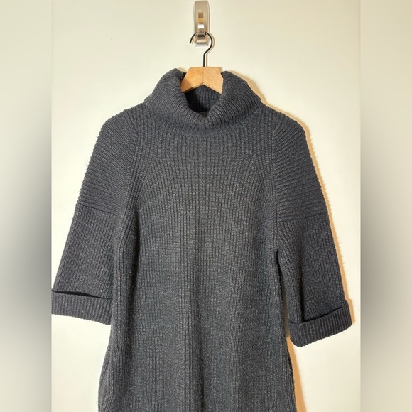 Allsaints Women's S Wool alpaca Turtleneck Knit 3/4 Sleeve Sweater Dress Black - Picture 5 of 11
